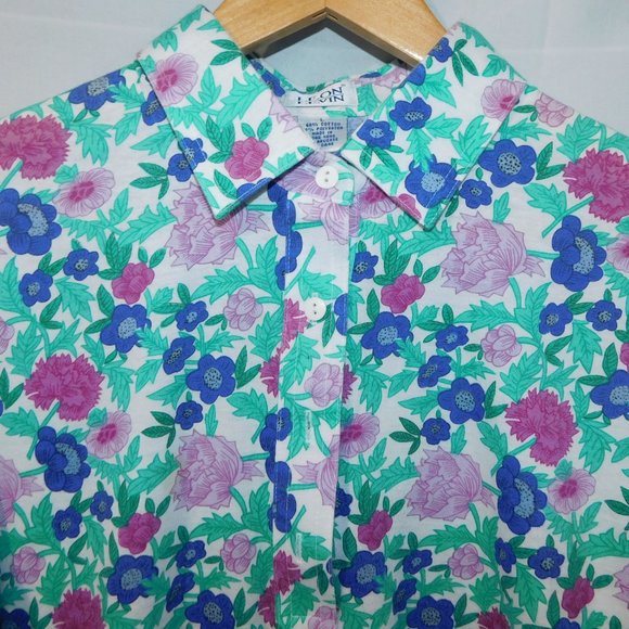 Leon Levin Womens L Long Sleeve floral Polo shirt - Picture 2 of 8